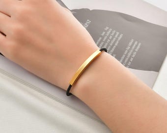 Pulseira com gravação personalizada – Joias minimalistas personalizadas para homens e mulheres