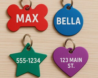 Etiquetas e gravações personalizadas de alumínio para animais de estimação