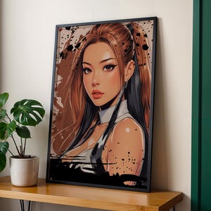Anime Girl Illustration, Elegant Woman with Flower in Hair, Digital Art in Japanese Style, Anime Girl, Drawing, Digital Download