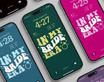 Bride Era Phone Wallpaper: Retro Groovy Font, 9 Colors (Digital Download)