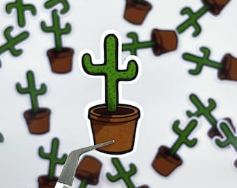 Cactus Sticker: Hand-Drawn Succulent in Terra Cotta Pot