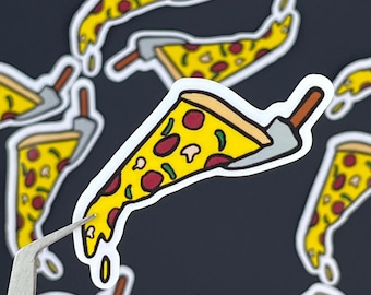 Hand-Drawn Pizza Slice Sticker: Water-Resistant Vinyl Food Decal