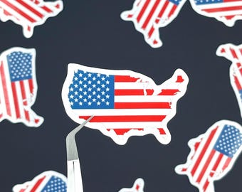 American Flag USA Map Sticker: Water-Resistant Patriotic Decal