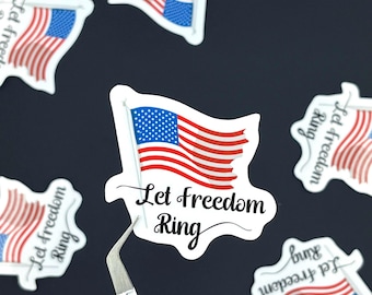 American Flag Sticker: "Let Freedom Ring" Patriotic Decal