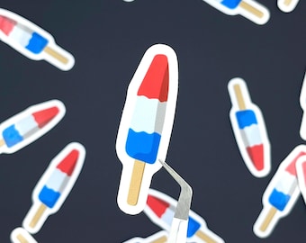 Bomb Pop Sticker: Patriotic Red White & Blue, Water Resistant