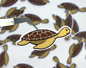 Hand-Drawn Sea Turtle Sticker: Brown Ocean Animal Vinyl Decal