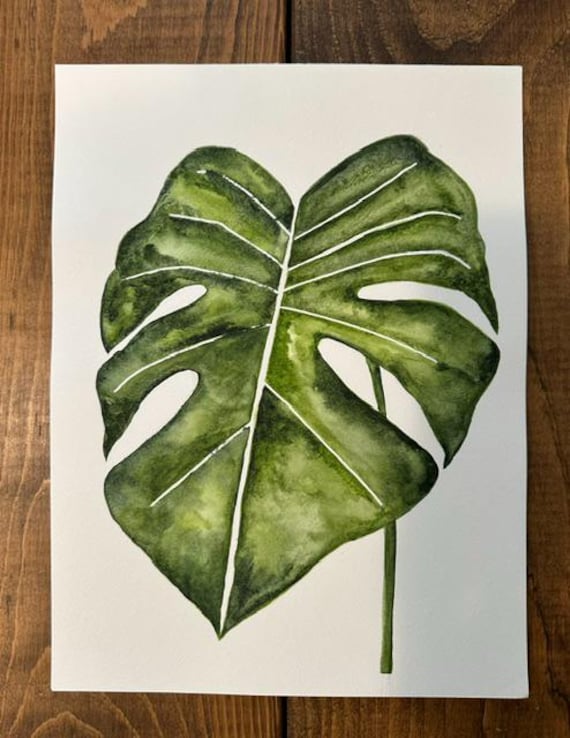 9x12original Monstera Leaf Watercolor - Botanical Wall Art - Minimalist  Green Plant Painting - Tropical Home Decor, Wall Decor, Plant Art. - Etsy
