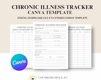 Registro de enfermedades crónicas: Diario imprimible de síntomas y enfermedades (Plantilla de Canva, descarga instantánea)