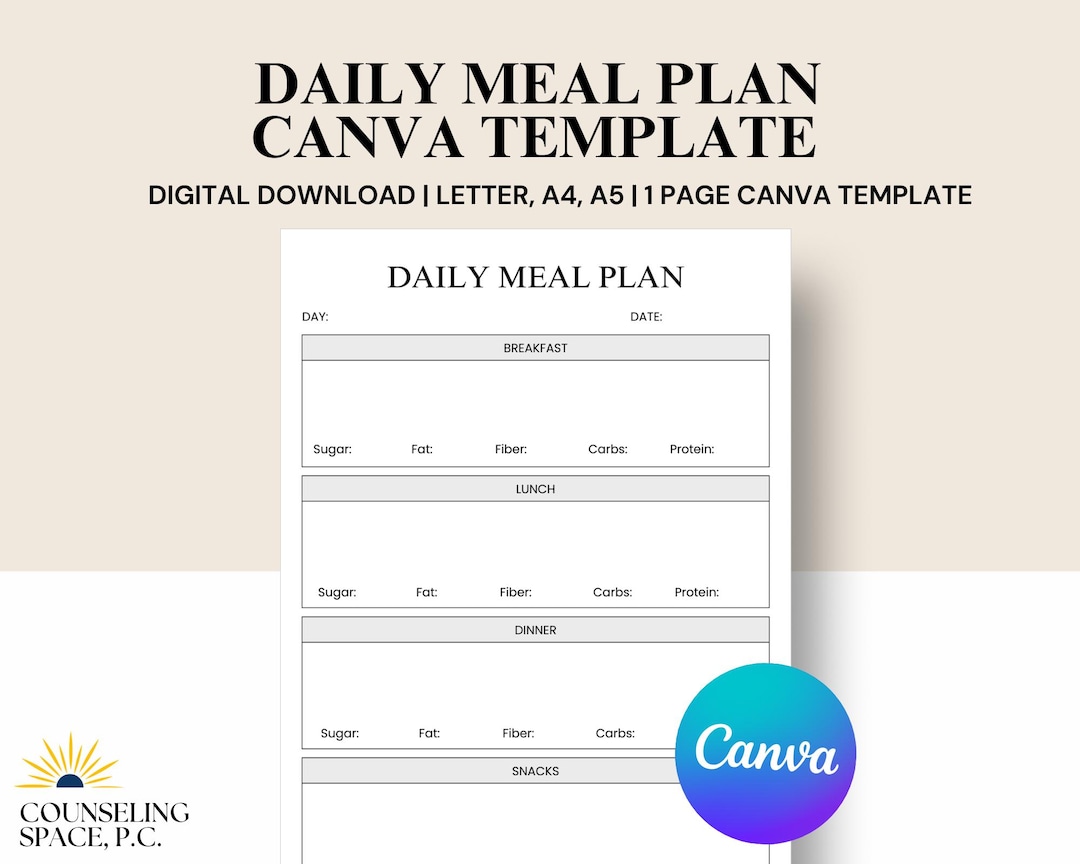 Daily Menu Create Daily Meal Planner, Daily Food Journal Planner Printable, Meal Tracker ...