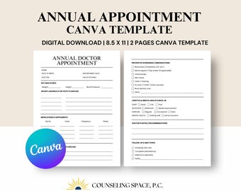 Doctor Visit Tracker Canva Template: Medical Appointment Overview (Digital Download)