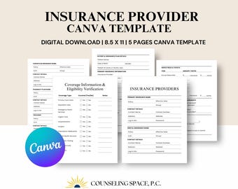 Insurance Tracker Canva Template: Medical Bill, Coverage & Policy Log (Digital Download)