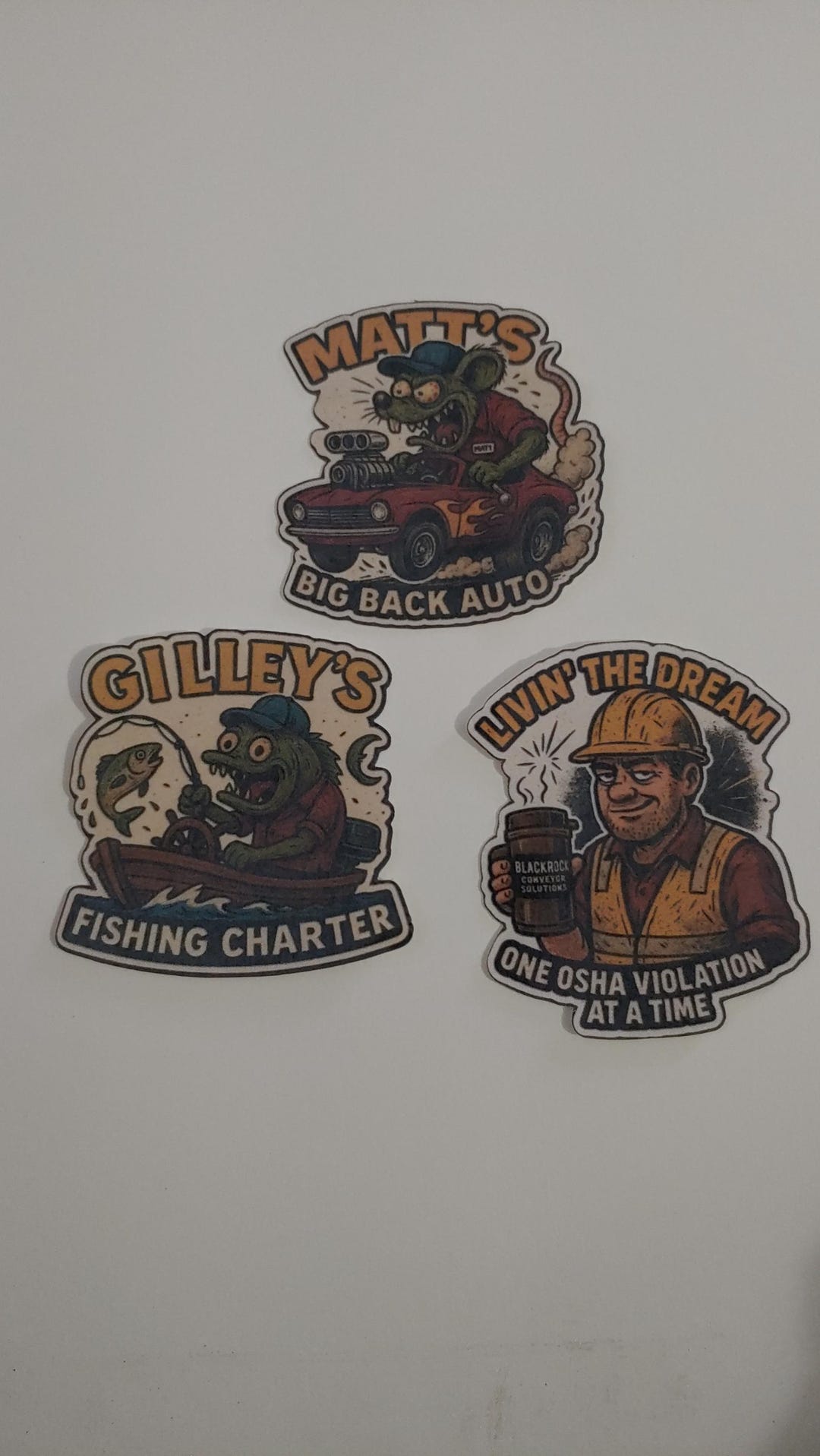 Humorous Osha Sticker Set of 3 Funny Blue-collar Vinyl Stickers – Greasy Garage, Fishing ...