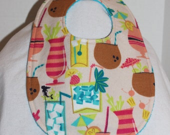 Tropical Drinks Flannel / Terry Cloth Bib