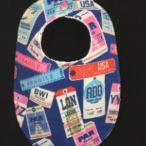 Luggage Tags Pink Flannel / Terry Cloth Bib