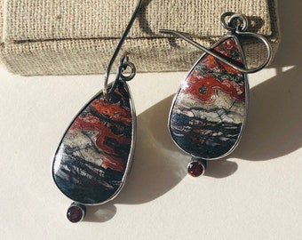 Pendientes de ágata de encaje rosarita- pendientes de ágata de encaje, pendientes de ágata, ágata de encaje loco, pendientes de piedra, pendientes hechos a mano, pendientes de piedras preciosas