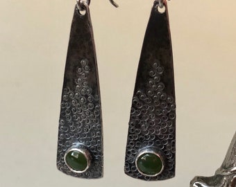 Isos Jade Earrings- Jade cabochons, jade jewelry, green stone, gemstone jewelry, jade earrings, bohemian jewelry, earthy organic, rustic