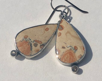 Desert View Earrings-Rhyolite earrings, Smoky quartz, earthy jewelry, handmade earrings, gemstone jewelry, earrings, sterling silver,