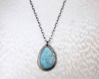 Larimar Tear Drop Necklace- Larimar stone, blue stone, gemstone jewelry, gemstone necklace, Larimar necklace, handmade jewelry, bohemian