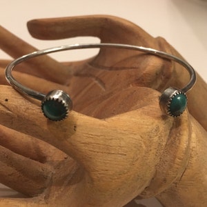 Turquoise Open Face Cuff turquoise bracelet, turquoise cuff, gemstone cuff, sterling silver, sterling cuff, inner earth jewelry, cuff brace image 1