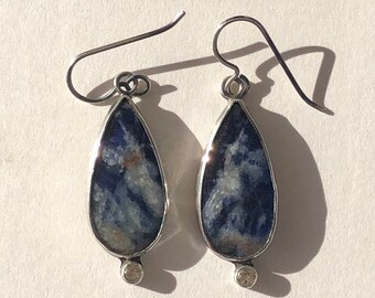 Stormy Sky Earrings ~ sodalite earrings, white topaz, gemstone jewelry, stone jewelry, blue stone, multi stone earrings, earthy organic