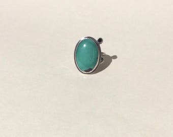 Turquoise Spinel Ring- turquoise ring, gemstone ring, black stone, black spinel, sterling silver ring, turquoise jewelry, organic earthy