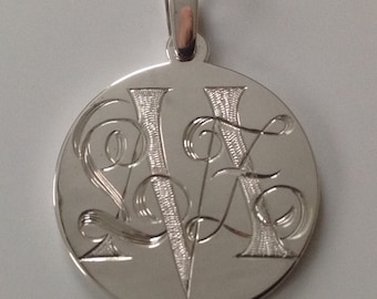 Hand Made Hand Engraved Sterling Silver Disc