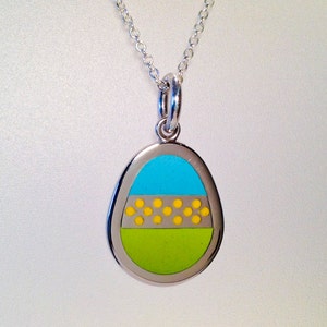 Enameled Silver Egg Pendant I
