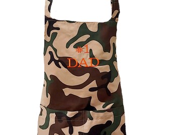 Matching Camo Apron, Camouflage Dad, Daddy, Boy, Mommy, Daughter, Youth, Birthday, Personalize With Name, Aprons Sold Separately, AGFT 1153