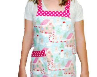 Delantal navideño para niña, Navidad, casa de jengibre, regalo de cumpleaños personalizado, personaliza con nombre, hija AGFT 1229