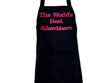 Granny Apron, Worlds Best, Custom Personalize Cotton Anniversary Grandparent Gift From Grandchild Mimi, Mammaw, Gaga, Gram, Oma  AGFT 1081