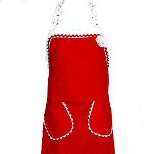 Ladies Red Apron, Valentine, Christmas, Fancy Pretty Party, Custom Birthday Gift, Personalize With Name, Wife, Friend, Ships TODAY, AGFT 502 image 1