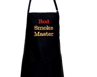 Smoke Master Apron, Smoke Pit Cooker, Meat Smoker, Custom Gift, Dad, Husband, Friend, Personalize With Name, Cotton Anniversary, AGFT 429