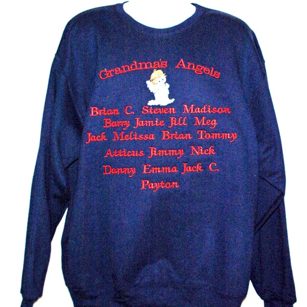 Grandma Sweatshirt, Mimi Angels, Custom Grandparent Birthday Gift, Personalize With 18 Names, Grammy, Gammy, Memere, Ships TODAY, AGFT 758