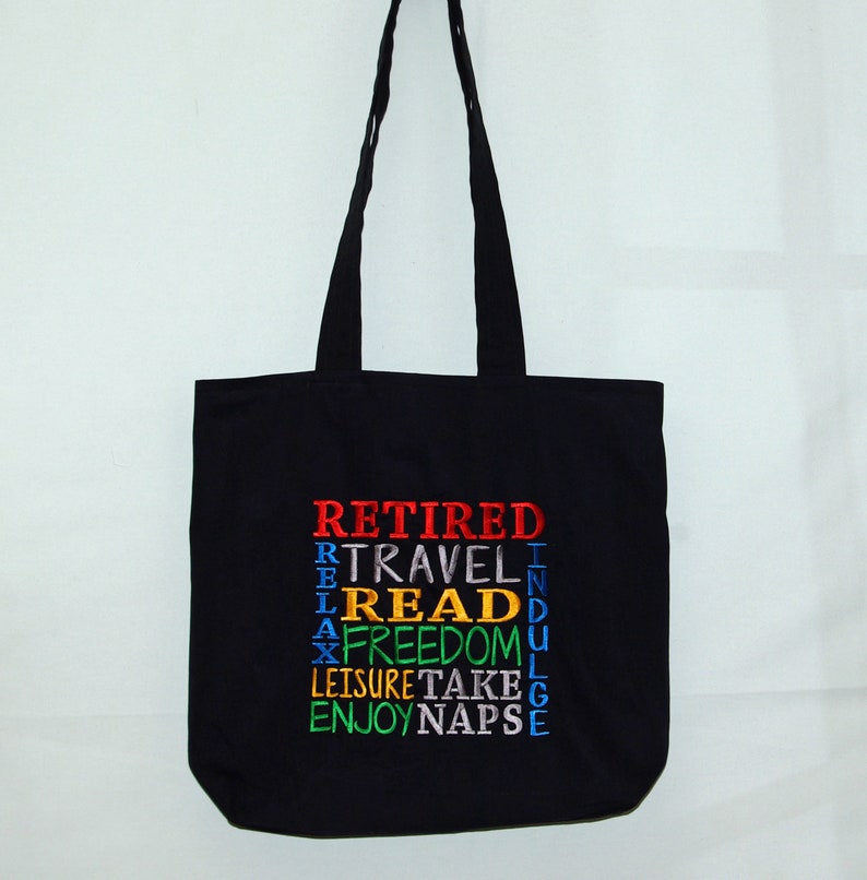 Retirement Black Canvas Tote Bag Custom Personalized Gift for Etsy