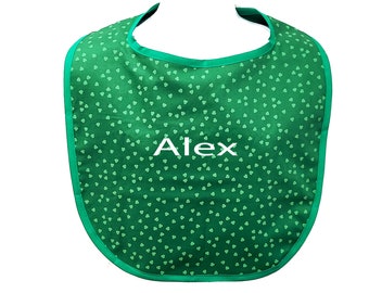 St. Patrick's Patty's Day Adult Bib, Green Shamrock, Personalize With Name, Birthday Gag Gift, For Son, Husband, Wife, Sis, Friend, AGFT 823