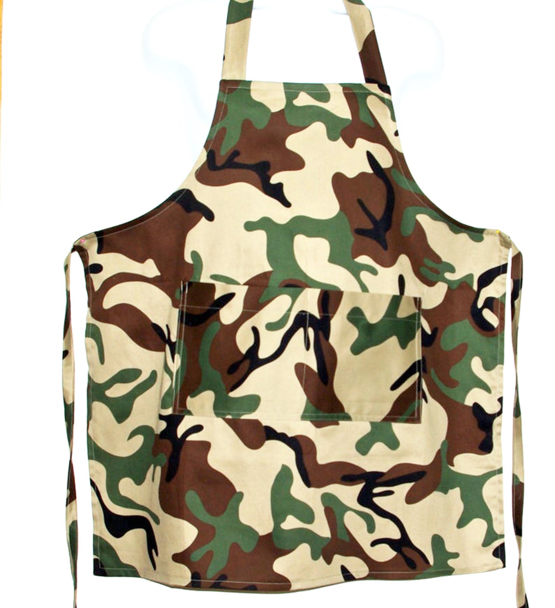 Women's Camouflage Apron - Pink, Black, Brown Camo Pattern Smock, 27"x27", Polyester Blend