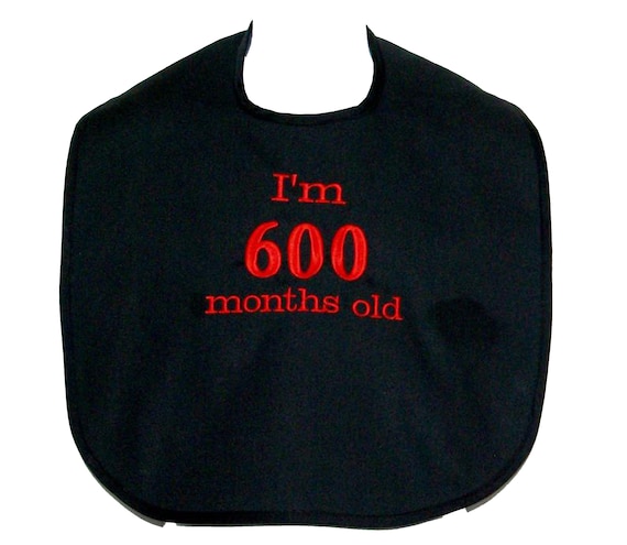 600 meses de edad, babero adulto, regalo de cumpleaños número 50