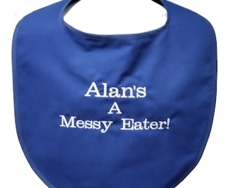 Is A Messy Eater Adult Bib,  Custom Personalized With Name Cotton Anniversary Gift, Husband, Wife, Grandpa, Franny, Gram, Nonnie, AGFT 418