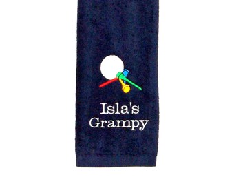 Toalla de golf para abuelos, regalo de golf personalizado, personalizable con el nombre de tu nieto, amapola, abuela, amigo, papaya, papá. Envío gratuito. AGFT 1060