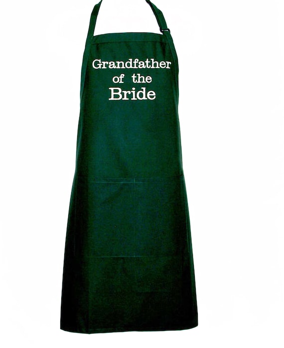 Grandfather of Bride Apron, Wedding Rehearsal BBQ Dinner, Gift For Grandpa, Papa, Grandpa, Bridal Party Ideas, Full Bib Long Size,  AGFT 199