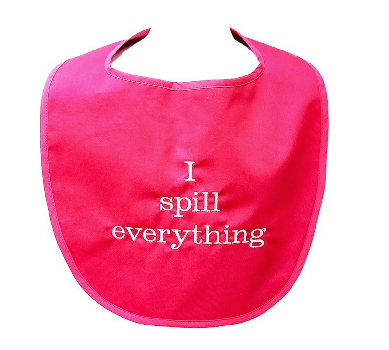 Spill Everything, Fun Adult Bib, Gag Gift Exchange, Grandparent Birthday, Office Party, Wedding Dinner, Husband, Wife, Friend, AGFT 341 Pink