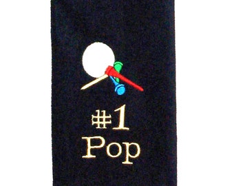 Pop Golf Towel, Gift For Golfer, Golfing Buddy, Ball, Tees, Papa, Grandpa, Poppa, Grampy, PawPaw, PePaw, Personalize With Name, AGFT 1036