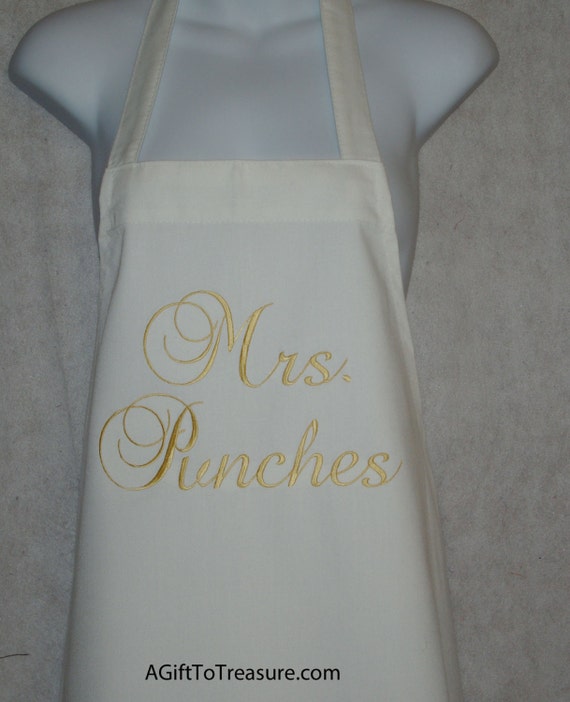 White Wedding Apron Protect Wedding Dress Ships TODAY AGFT 067 Custom Monogram Personalized With Married Name