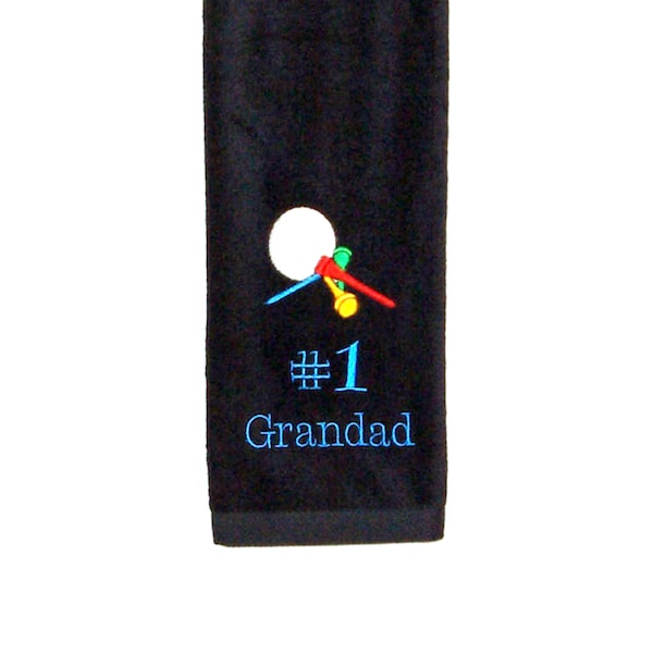 Grandad Golf Towel, Custom Golfing Gift, Personalized With Name, Poppy, Oma, Gramp, Pop, Mom, Buddy, PawPaw, Dad, Boss, Memaw, AGFT 1074