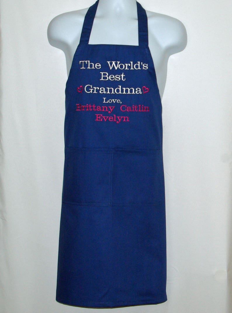 Worlds Best Grandma Apron Custom Personalized Grandparent Etsy