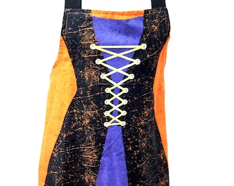 Witch Apron, Decor Items, Halloween Apron, Black Neon Green Full Long Bib, Custom Gift, Personalize With Name, Ships TODAY AGFT 971