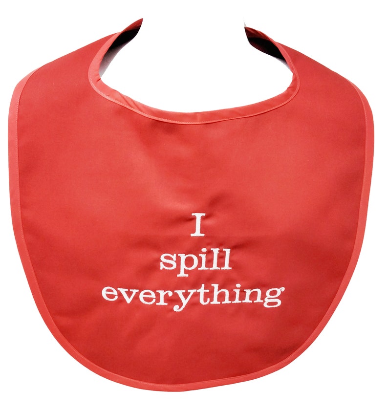 Spill Everything, Fun Adult Bib, Gag Gift Exchange, Grandparent Birthday, Office Party, Wedding Dinner, Husband, Wife, Friend, AGFT 341 Red