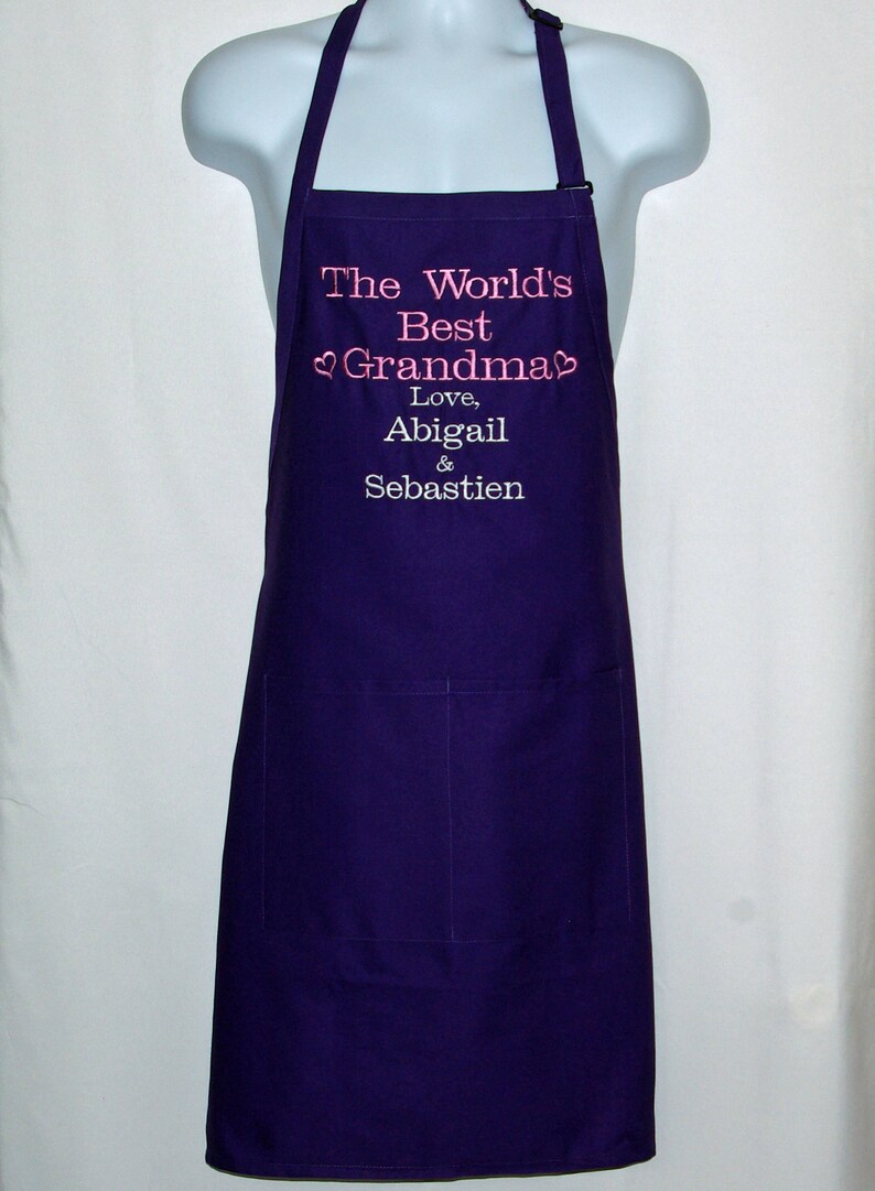 World Best Grandma Apron Custom Personalized Grandparent Etsy