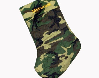 Camo Camouflage Christmas Stocking, Custom Birthday Gift, Hunter, Redneck, Boyfriend, Husband, Personalize With Name, Ships TODAY, AGFT 550