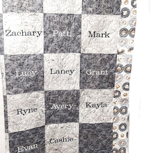 Family Tree Quilt, Custom Grandparent Gift, Personalized Throw With 17-42 Grandkids Names, Family Surname, Grandma, Mom, Teacher, AGFT 657